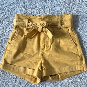 EXPRESS Yellow Tie-Waist Shorts